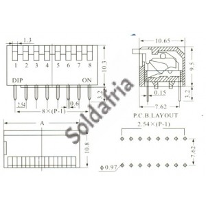 Chave Dip 4 Vias 90 Graus (KF1002-04) Chave Dip 4 Vias 90 Graus (KF1002-04)